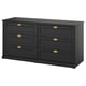 FÅGELFJÄLLET Gavetero de 6 cajones, negro efecto de roble, 63x20 1/8x30 3/4 "