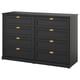 FÅGELFJÄLLET Gavetero de 8 cajones, negro efecto de roble, 63x20 1/8x39 3/4 "