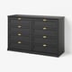 FÅGELFJÄLLET Gavetero de 8 cajones, negro efecto de roble, 63x20 1/8x39 3/4 "
