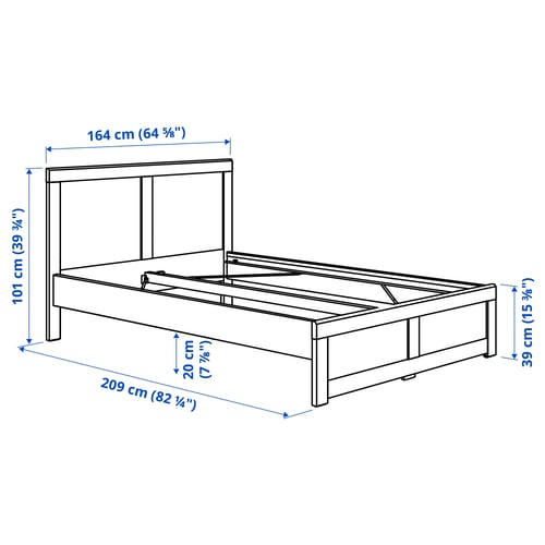 FÅGELFJÄLLET Muebles de dormitorio, juego de 4, color hueso, Tamaño queen