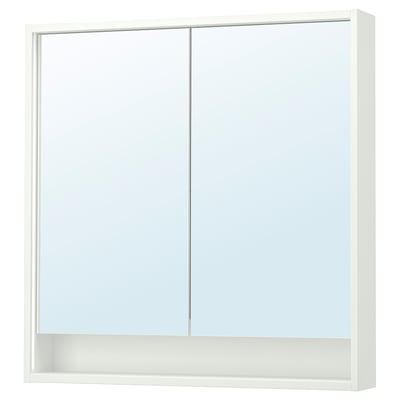 FAXÄLVEN Gabinete de espejo+luz integrada, blanco, 36x6x37 "
