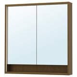 FAXÄLVEN Gabinete de espejo+luz integrada, marrón efecto de roble, 36x6x37 "