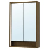 FAXÄLVEN Gabinete de espejo+luz integrada, marrón efecto de roble, 24x6x37 "
