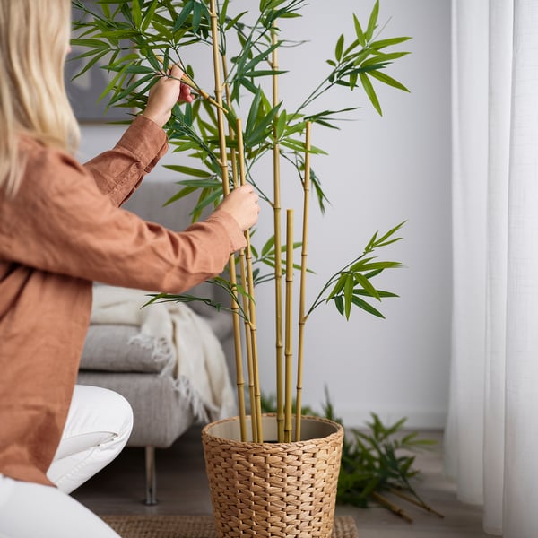 FEJKA Planta artificial en maceta, interior/exterior/bambú, 8 ¼ "
