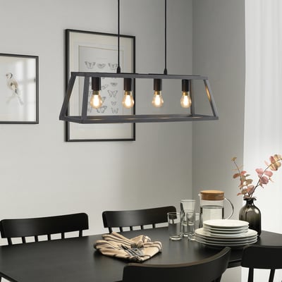 FELSISK Lámpara colgante con 4 bombillas, madera gris, 32 "