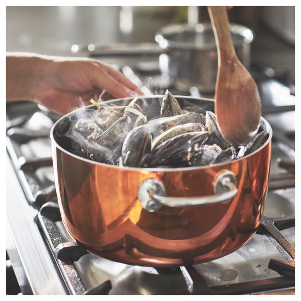 FINMAT Olla con tapa, cobre/acero inoxidable, 5 qt