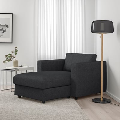 FINNALA Chaise longue, Tallmyra negro/gris
