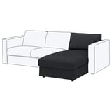 FINNALA Funda para sección chaise longue, Tallmyra negro/gris