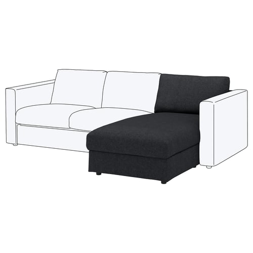 FINNALA Módulo chaise longue, Tallmyra negro/gris