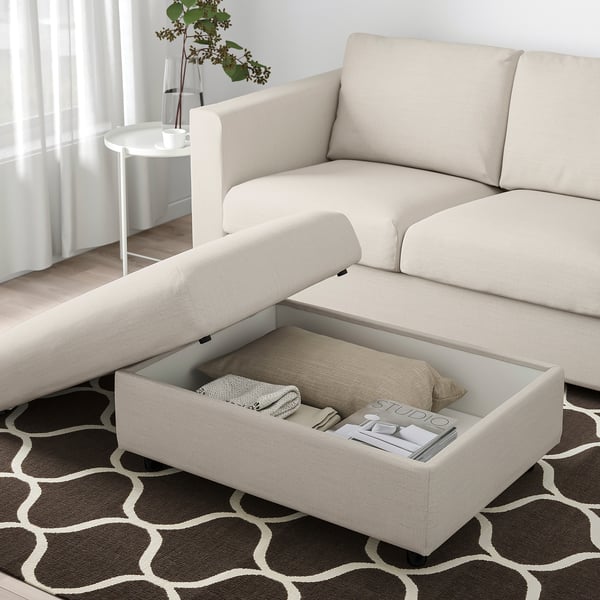 FINNALA Reposapiés+almacenamiento, Gunnared beige