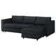 Opción: FINNALA Sofá cama+chaise longue, Tallmyra negro/gris