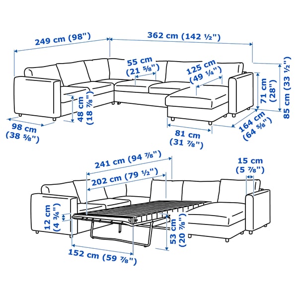 FINNALA Sofá cama esquinero, 5 plazas, +chaise longue/Grann/Bomstad marrón dorado