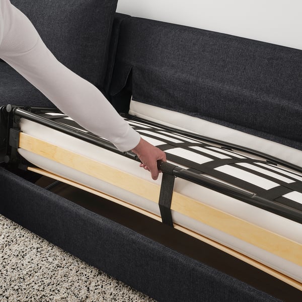 FINNALA Sofá cama esquinero, 5 plazas, +chaise longue/Tallmyra negro/gris