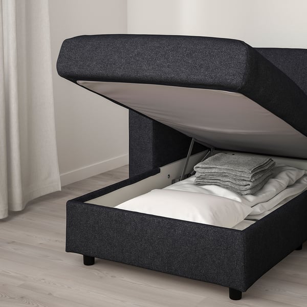 FINNALA Sofá cama esquinero, 5 plazas, +chaise longue/Tallmyra negro/gris