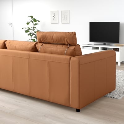 FINNALA Sofá, +chaise longue con reposacabezas/Grann/Bomstad marrón dorado