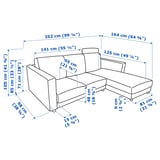 FINNALA Sofá, +chaise longue con reposacabezas/Gunnared beige