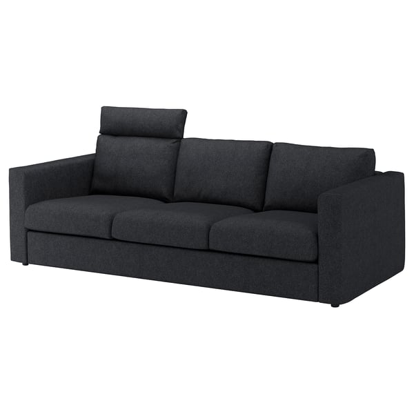 FINNALA Sofá, con reposacabezas/Tallmyra negro/gris