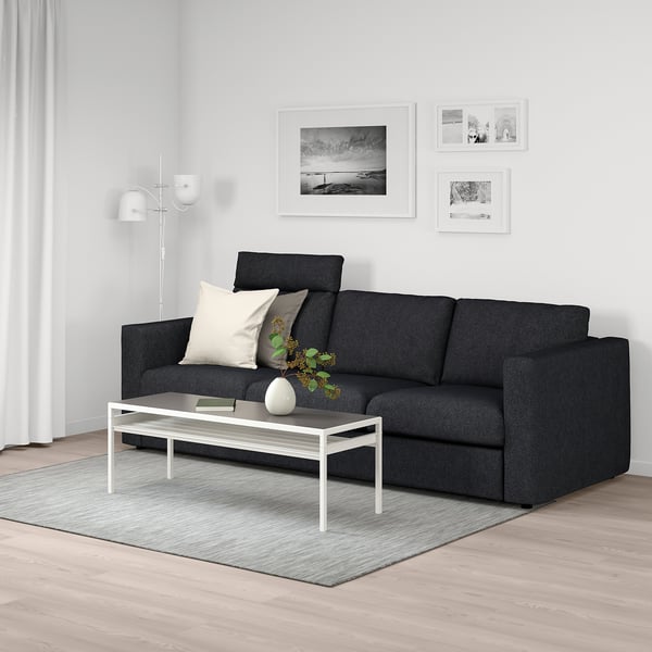 FINNALA Sofá, con reposacabezas/Tallmyra negro/gris