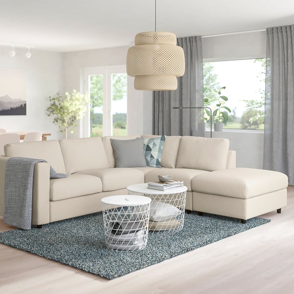 FINNALA Sofá esquinero, 4 plazas, con extremo abierto/Gunnared beige