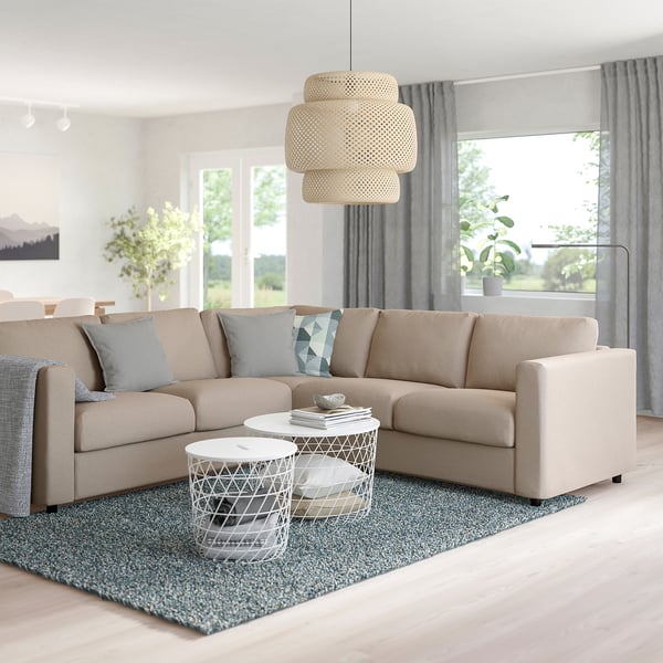 FINNALA Sofá esquinero, 4 plazas, Tallmyra beige