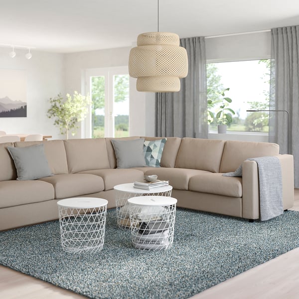 FINNALA Sofá esquinero, 5 plazas, Tallmyra beige