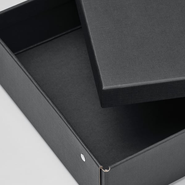 FJÄDERHARV Caja de almacenamiento+tapa, antracita, 9 ¾x13 ¾x3 ¼ "