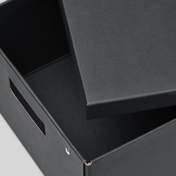 FJÄDERHARV Caja de almacenamiento+tapa, antracita, 9 ¾x13 ¾x6 ¼ "