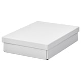 FJÄDERHARV Caja de almacenamiento+tapa, blanco, 9 ¾x13 ¾x3 ¼ "