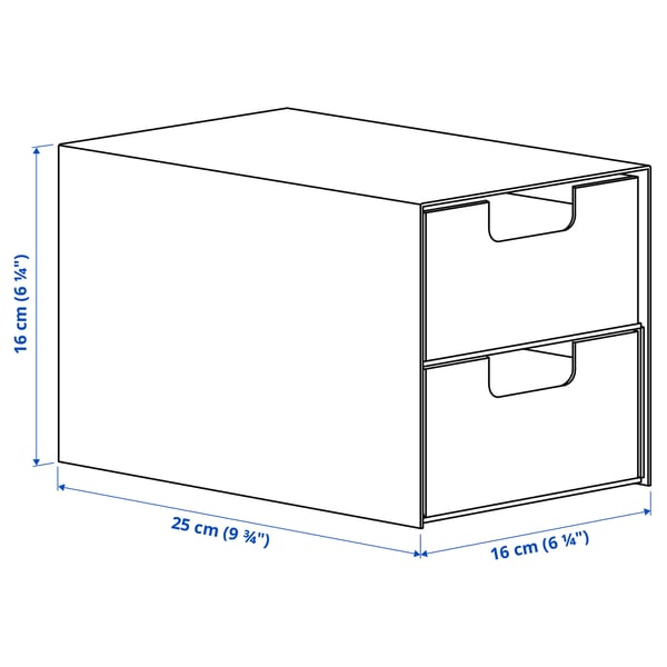 FJÄDERHARV Mini gavetero de 2 cajones, blanco, 6 ¼x9 ¾ "