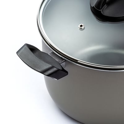 FJÄRSING Cazuela con tapa, gris, 9 "