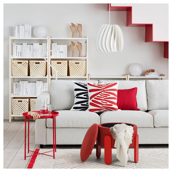 FÖRLUNDA Reposapiés, +almacenamiento/Tonerud rojo