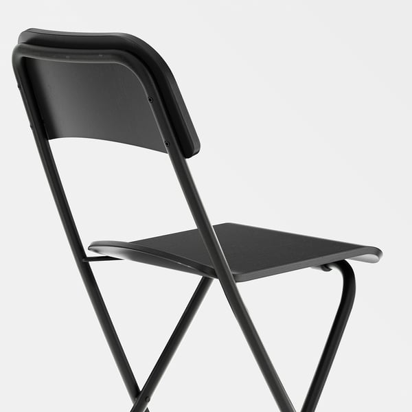 FRANKLIN Taburete de bar+respaldo, plegable, altura de encimera de cocina negro/negro, 24 3/4 "