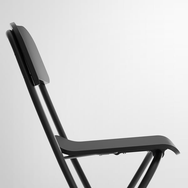 FRANKLIN Taburete de bar+respaldo, plegable, altura de encimera de cocina negro/negro, 24 3/4 "