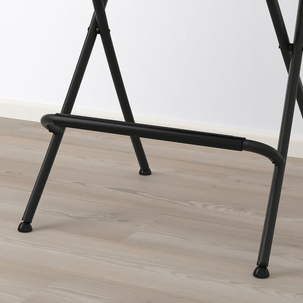 FRANKLIN Taburete de bar+respaldo, plegable, altura de encimera de cocina negro/negro, 24 3/4 "