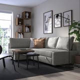 FRIHETEN / KLAGSHAMN Sofá cama esquina+almacenaje, Faringe gris claro