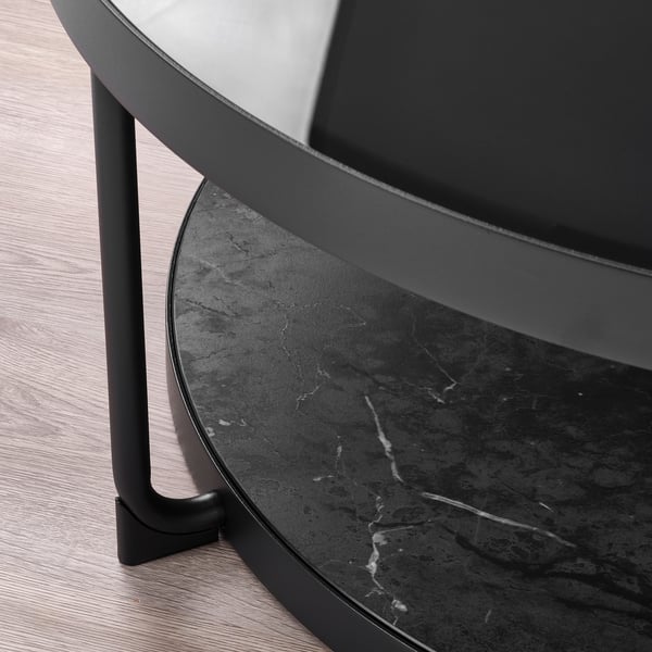 FRÖTORP Mesa de centro, antracita efecto de mármol/negro vidrio, 34 5/8 "