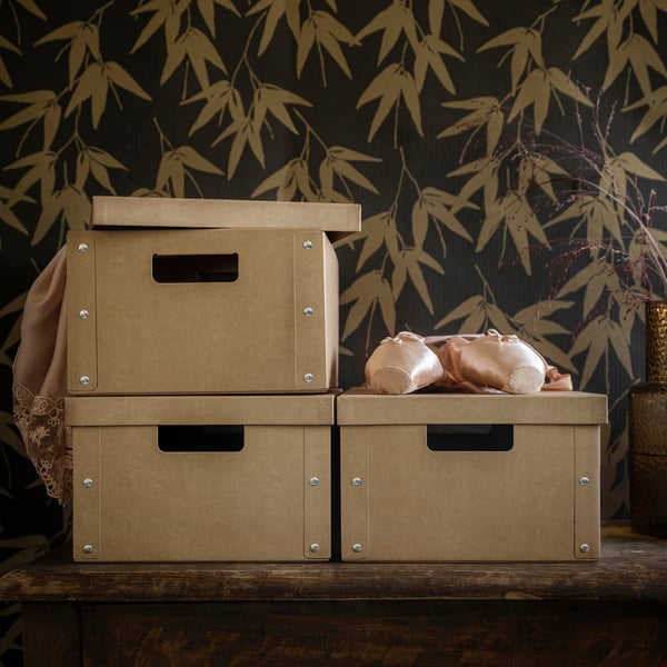 GÄRDESGÅRD Caja de almacenamiento+tapa, natural, 9 ¾x13 ¾x6 ¼ "