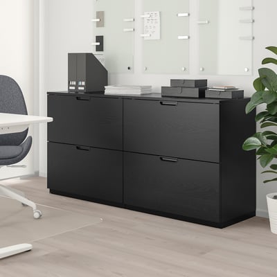 GALANT Combinación almacenaje carpetas, chapa fresno teñida en negro, 63x31 1/2 "