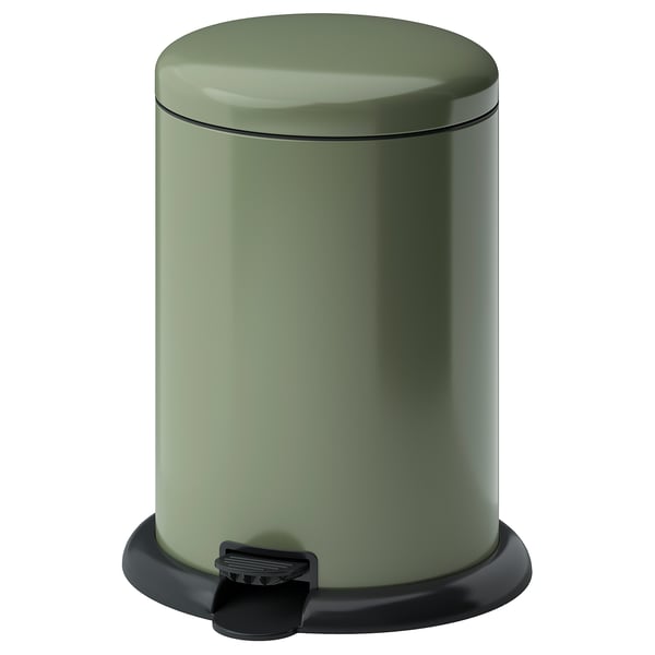 GÅNGSKYFFEL Cubo con pedal, gris-verde, 5 gal