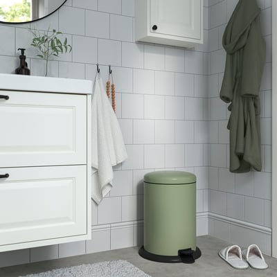 GÅNGSKYFFEL Cubo con pedal, gris-verde, 5 gal
