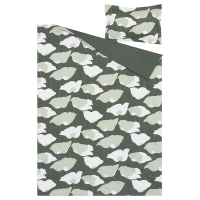 GETRUTA Juego de edredón, verde/blanco, Twin/Twin extra largo