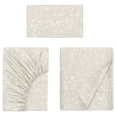 GINSTFÄLTMAL Juego de sábanas, beige/blanco, Tamaño twin
