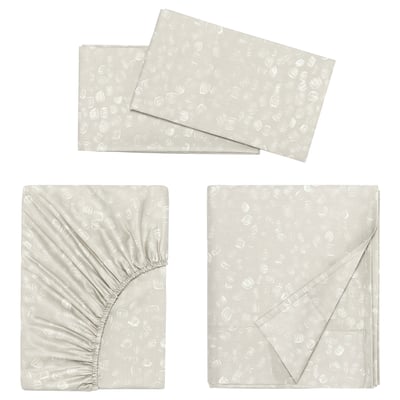 GINSTFÄLTMAL Juego de sábanas, beige/blanco, Tamaño queen