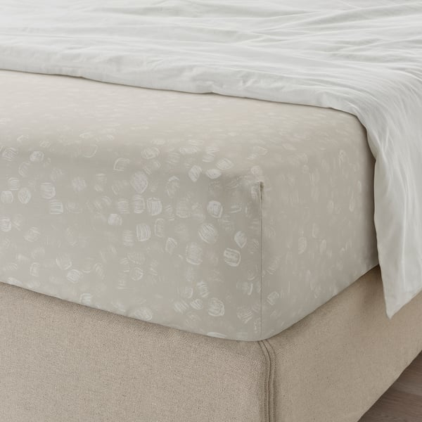 GINSTFÄLTMAL Juego de sábanas, beige/blanco, Tamaño twin