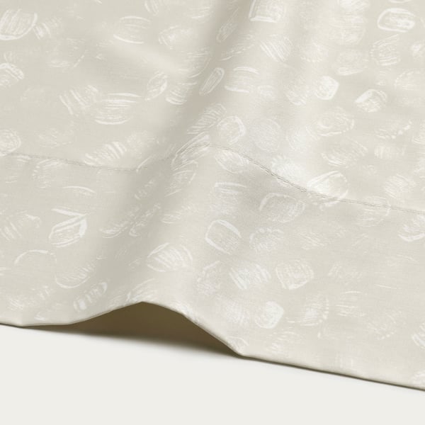 GINSTFÄLTMAL Juego de sábanas, beige/blanco, Tamaño twin