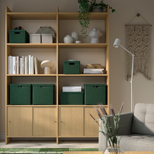 GJÄTTA Caja de almacenamiento+tapa, terciopelo verde oscuro, 9 ¾x13 ¾x7 ¾ "