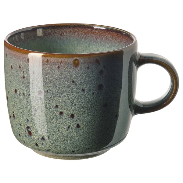 GLADELIG Taza, beige-verde, 13 oz