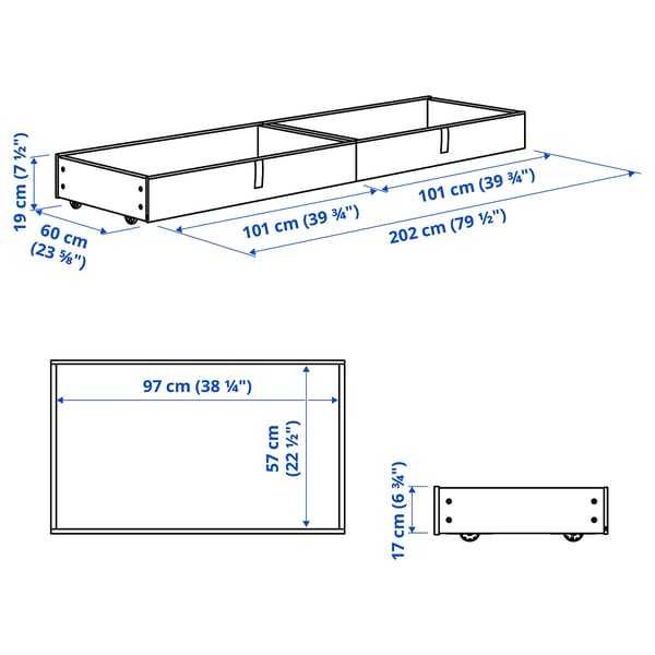 GLADSTAD Caja de almacenaje tapizada, Kabusa gris claro, Tamaño queen/king