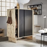 GLAMBERGET Armario+3 puertas corredizas, pino/negro, 46 1/8x24 3/4x59 "