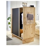 GLAMBERGET Armario+3 puertas corredizas, pino/negro, 46 1/8x24 3/4x59 "
